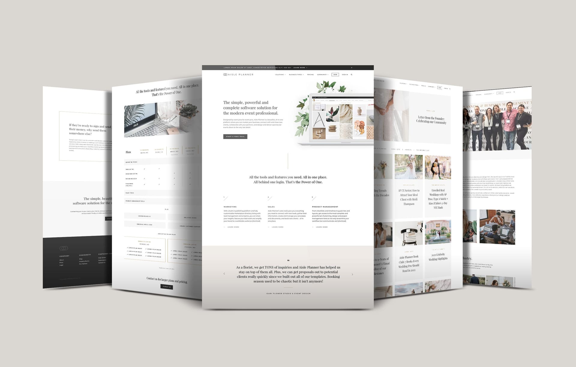 Aisle Planner web design
