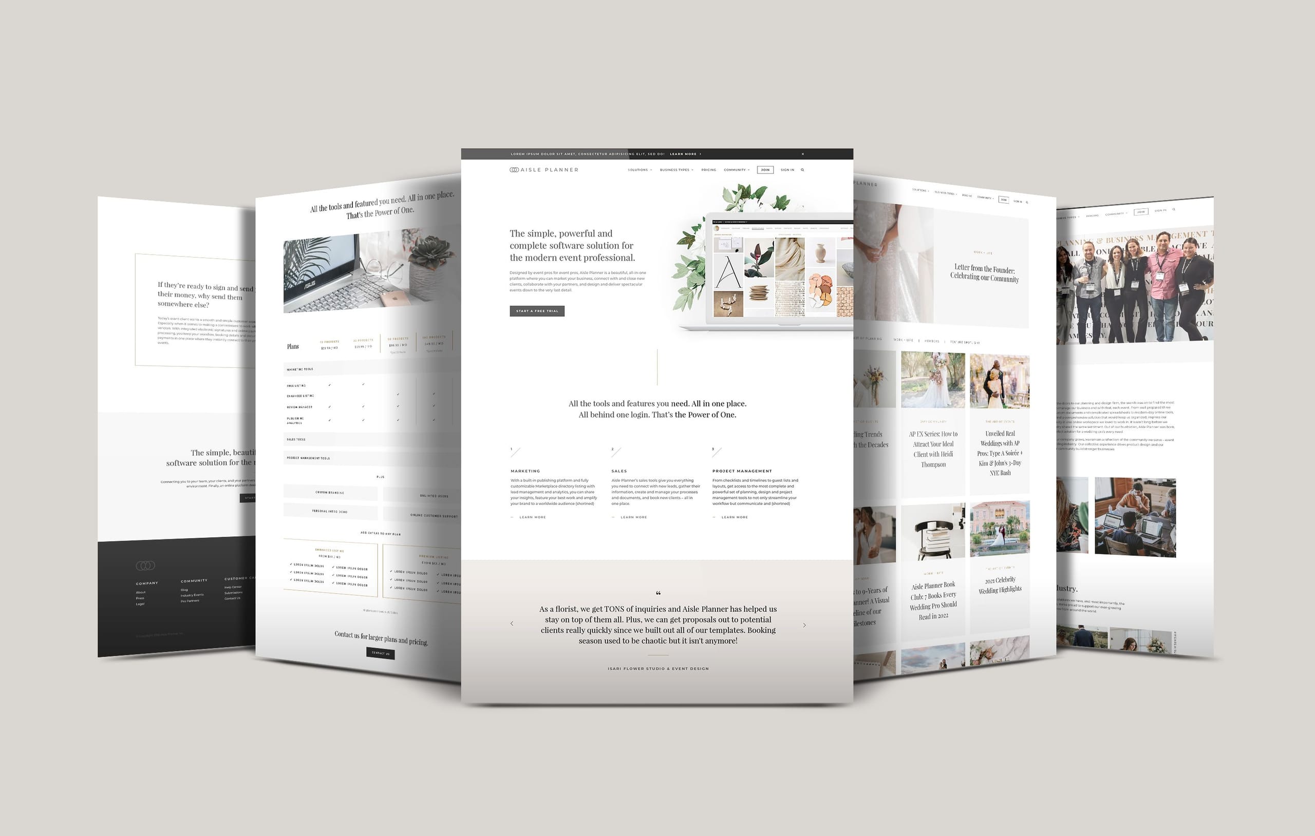 Aisle Planner web design