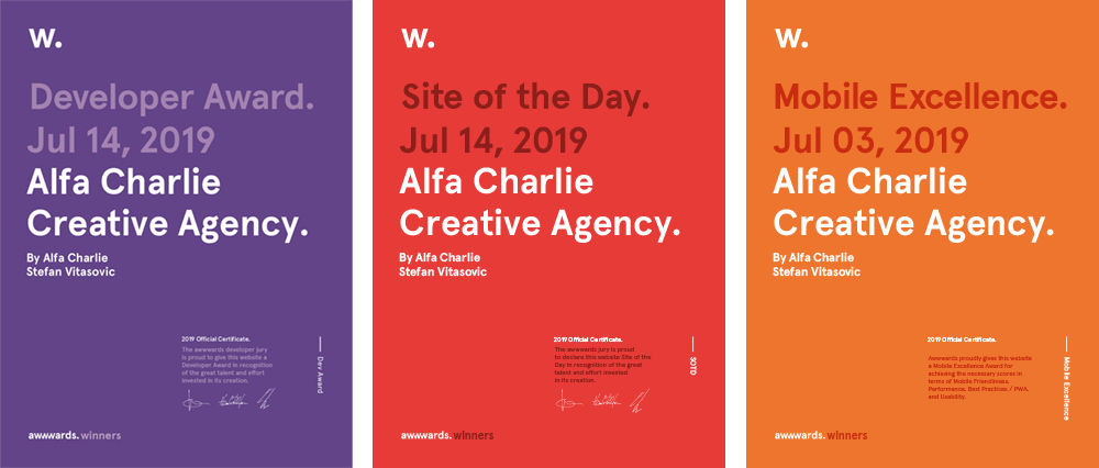 Alfa Charlie Creative Agency Wins Site of Day on Awwwwards